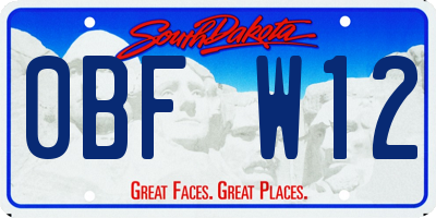 SD license plate 0BFW12