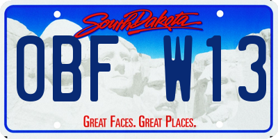 SD license plate 0BFW13