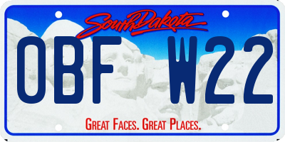 SD license plate 0BFW22