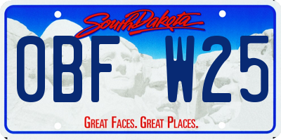 SD license plate 0BFW25