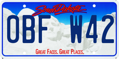SD license plate 0BFW42