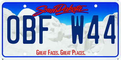 SD license plate 0BFW44