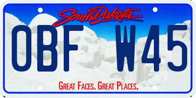 SD license plate 0BFW45