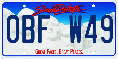 SD license plate 0BFW49