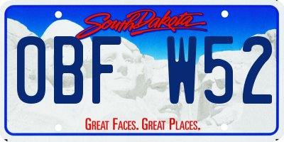SD license plate 0BFW52