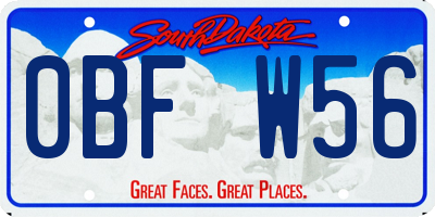 SD license plate 0BFW56
