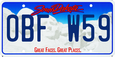 SD license plate 0BFW59