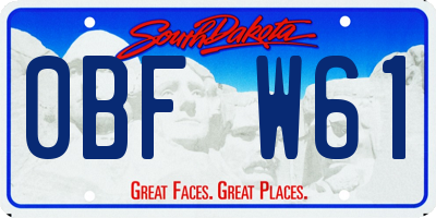 SD license plate 0BFW61