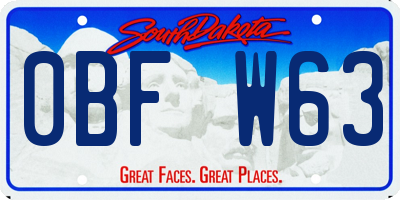 SD license plate 0BFW63