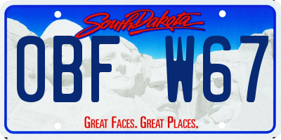 SD license plate 0BFW67