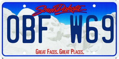 SD license plate 0BFW69