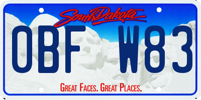 SD license plate 0BFW83