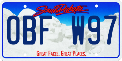 SD license plate 0BFW97