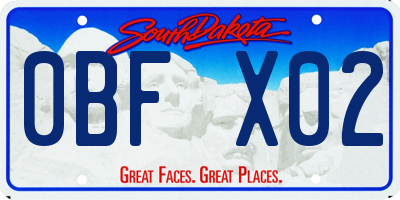 SD license plate 0BFX02