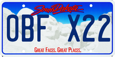 SD license plate 0BFX22