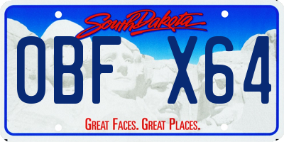 SD license plate 0BFX64