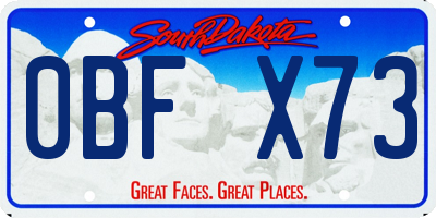 SD license plate 0BFX73