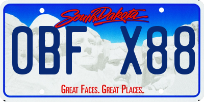 SD license plate 0BFX88