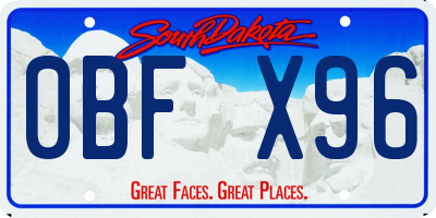 SD license plate 0BFX96