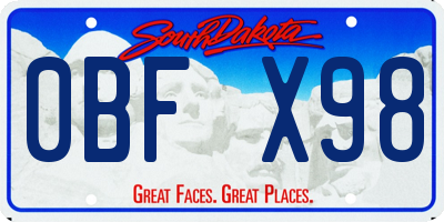 SD license plate 0BFX98