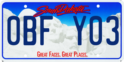 SD license plate 0BFY03