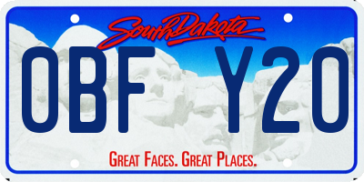 SD license plate 0BFY20