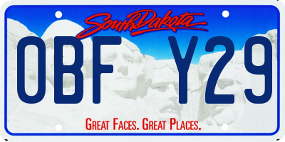 SD license plate 0BFY29