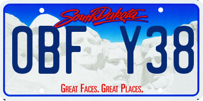 SD license plate 0BFY38