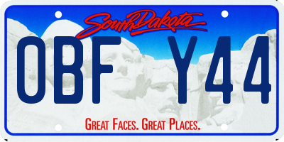 SD license plate 0BFY44