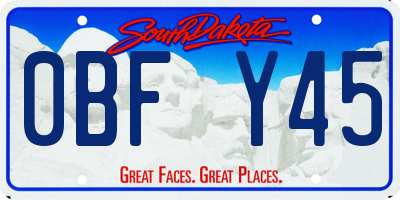 SD license plate 0BFY45