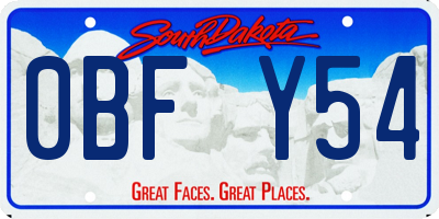 SD license plate 0BFY54