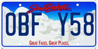 SD license plate 0BFY58