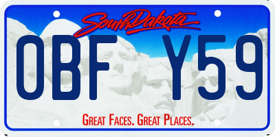 SD license plate 0BFY59