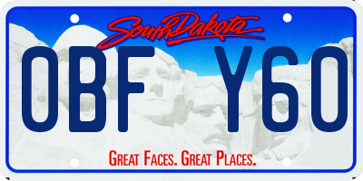 SD license plate 0BFY60