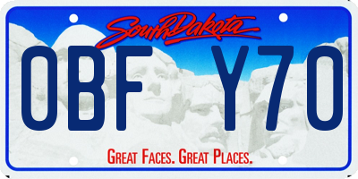 SD license plate 0BFY70