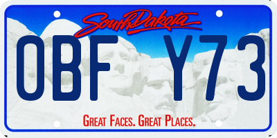 SD license plate 0BFY73