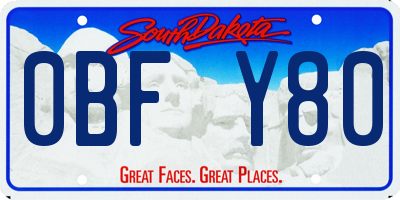 SD license plate 0BFY80