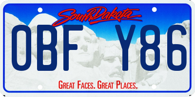 SD license plate 0BFY86