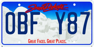 SD license plate 0BFY87