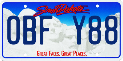 SD license plate 0BFY88