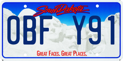 SD license plate 0BFY91