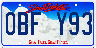 SD license plate 0BFY93