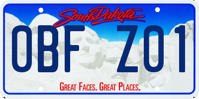 SD license plate 0BFZ01