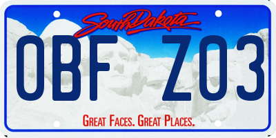 SD license plate 0BFZ03
