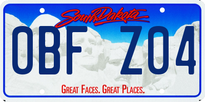 SD license plate 0BFZ04
