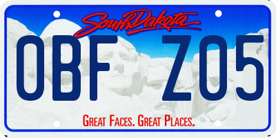 SD license plate 0BFZ05