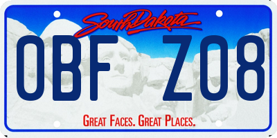 SD license plate 0BFZ08