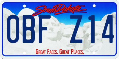 SD license plate 0BFZ14