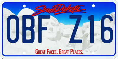 SD license plate 0BFZ16