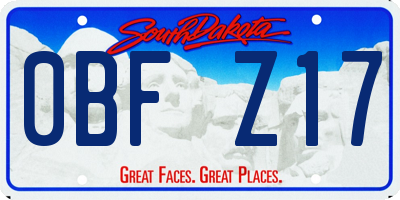 SD license plate 0BFZ17